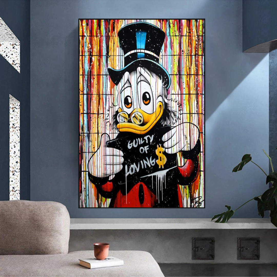 Graffiti Art Scrooge Donald Duck Guilty of Love Canvas Wall Art-ChandeliersDecor.com
