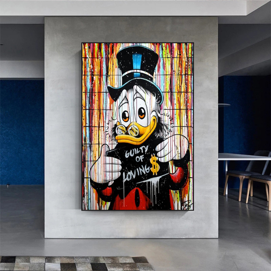Graffiti Art Scrooge Donald Duck Guilty of Love Canvas Wall Art-ChandeliersDecor.com