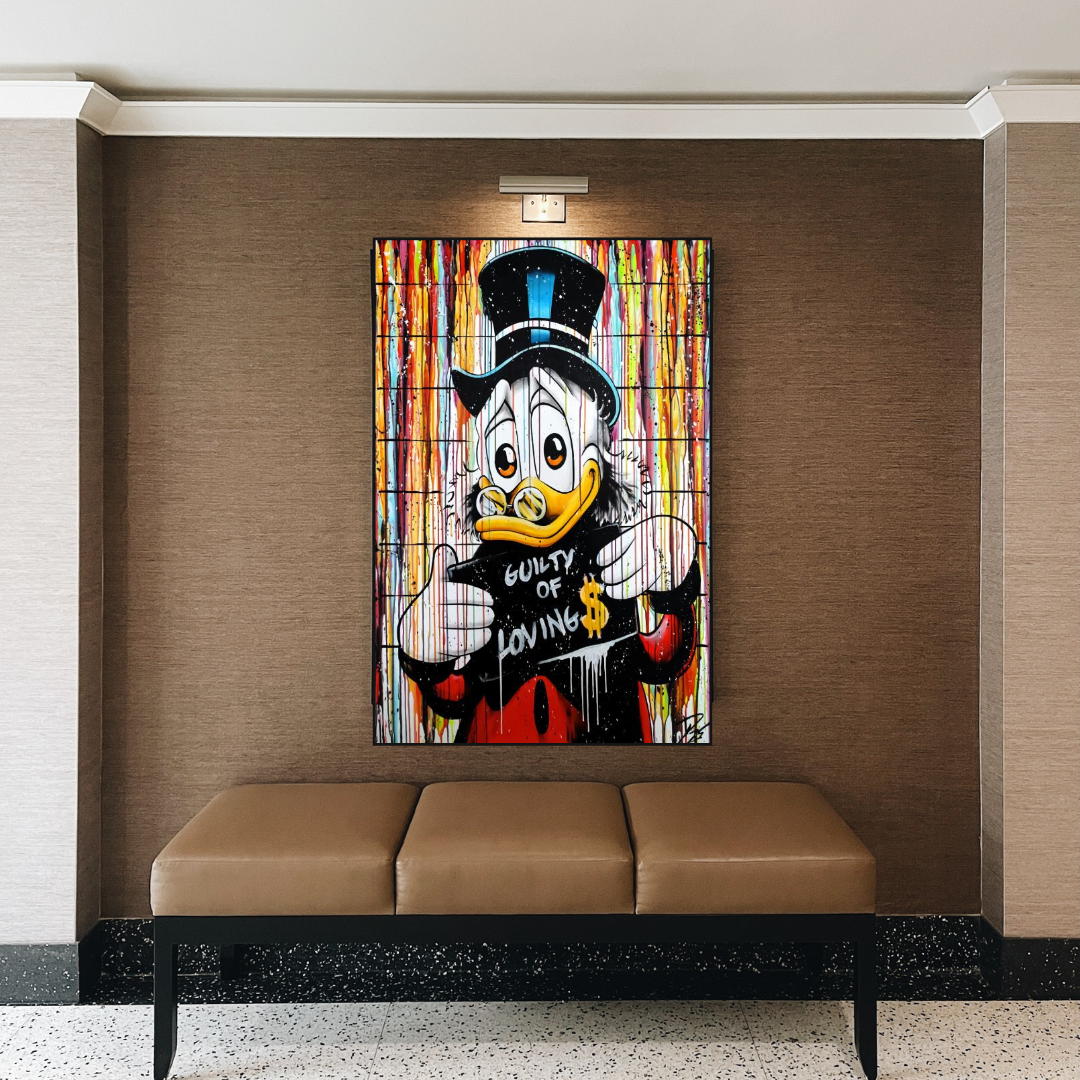 Graffiti Art Scrooge Donald Duck Guilty of Love Canvas Wall Art-ChandeliersDecor.com