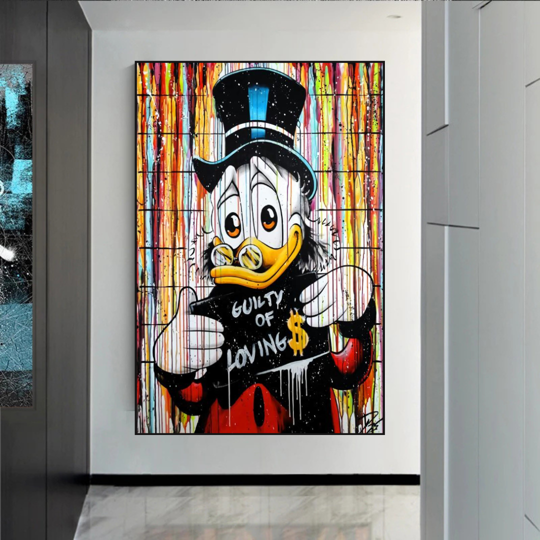 Graffiti Art Scrooge Donald Duck Guilty of Love Canvas Wall Art-ChandeliersDecor.com