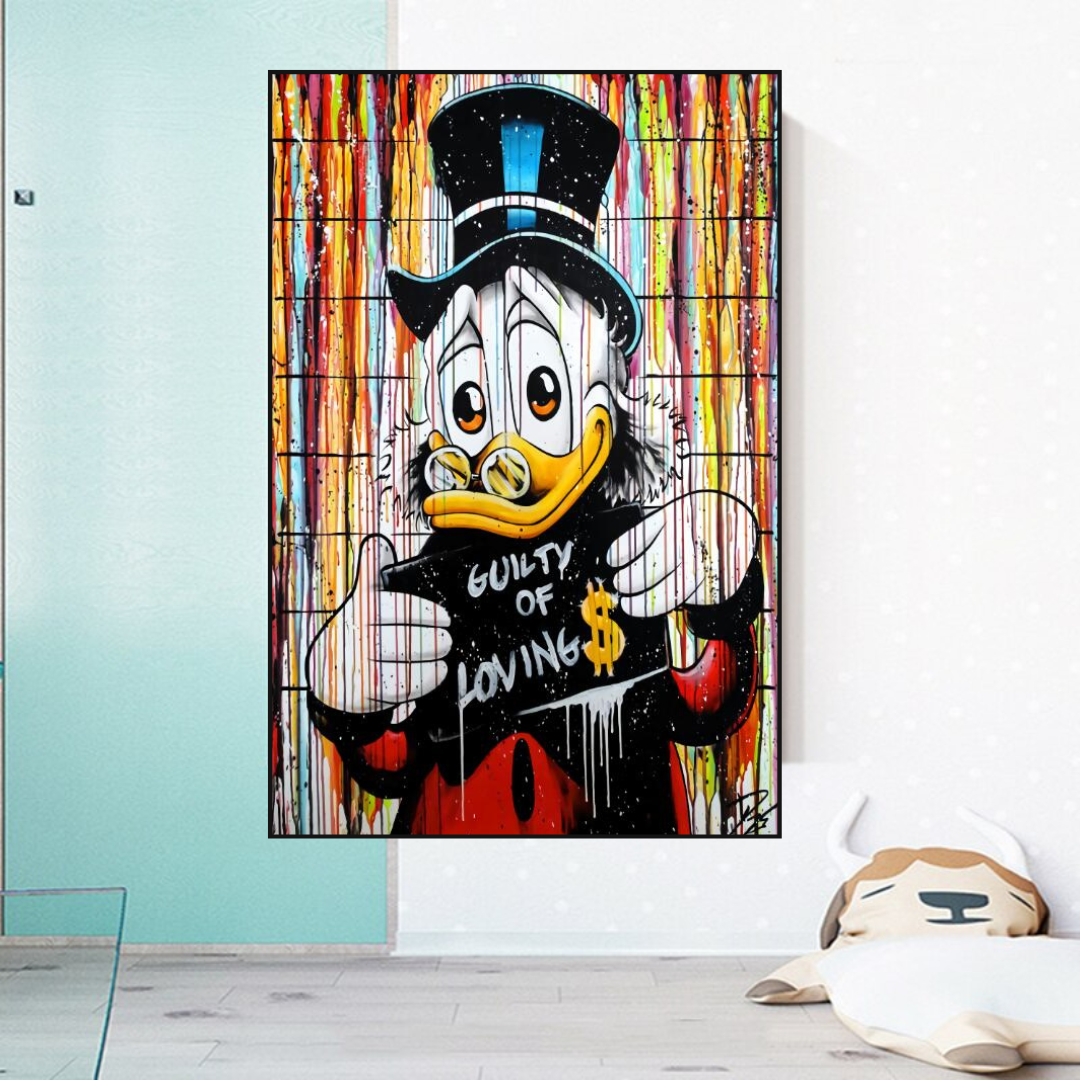 Graffiti Art Scrooge Donald Duck Guilty of Love Canvas Wall Art-ChandeliersDecor.com