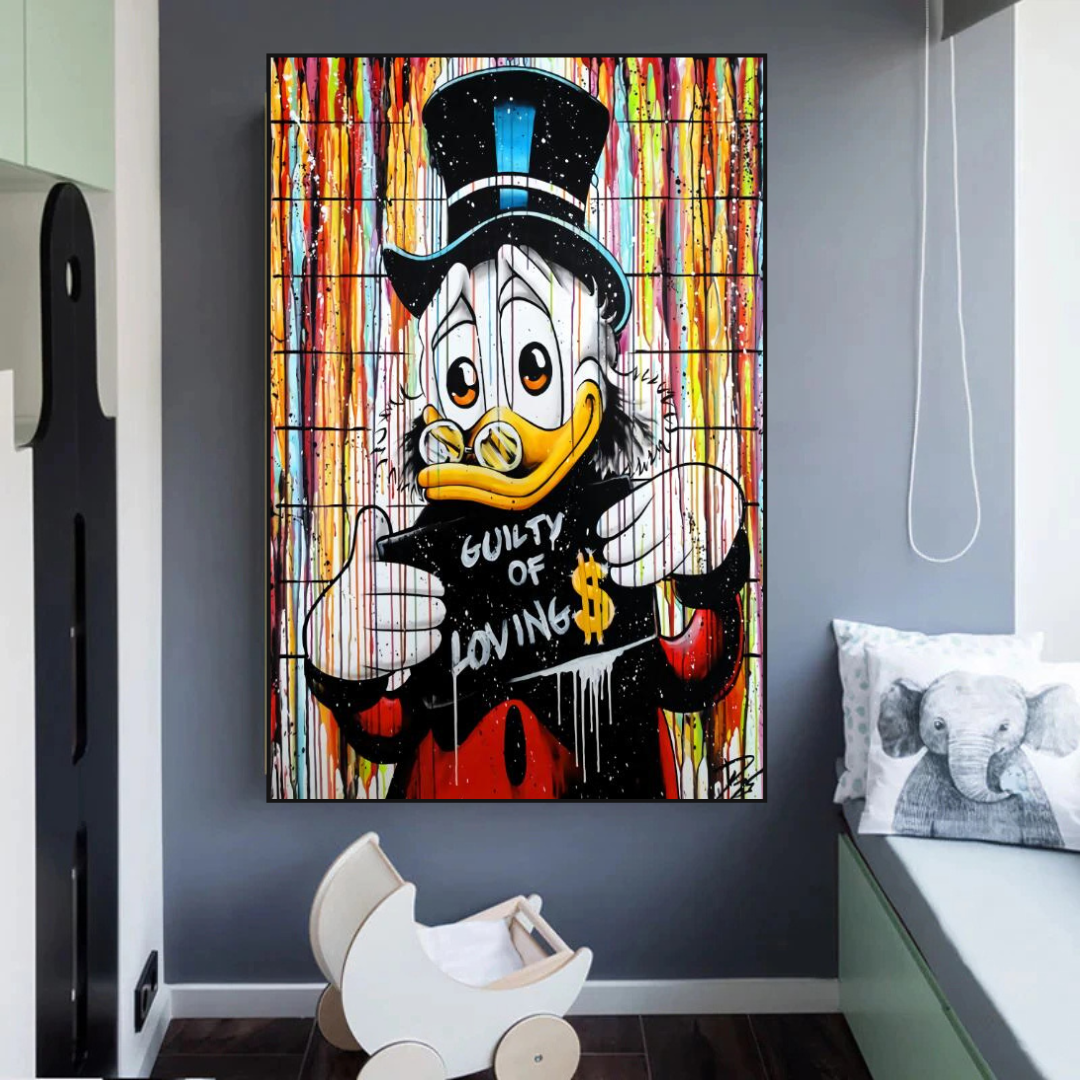 Graffiti Art Scrooge Donald Duck Guilty of Love Canvas Wall Art-ChandeliersDecor.com