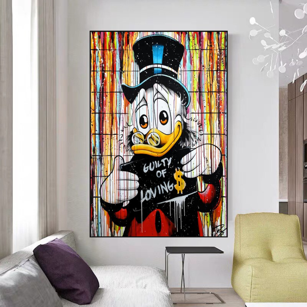 Graffiti Art Scrooge Donald Duck Guilty of Love Canvas Wall Art-ChandeliersDecor.com