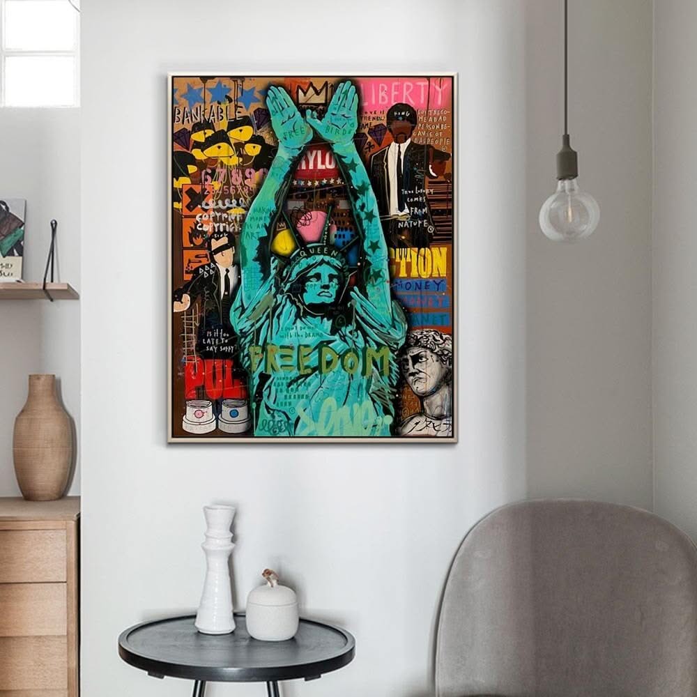 Graffiti Art Sculpture Statue Of Liberty Canvas Wall Art-ChandeliersDecor.com