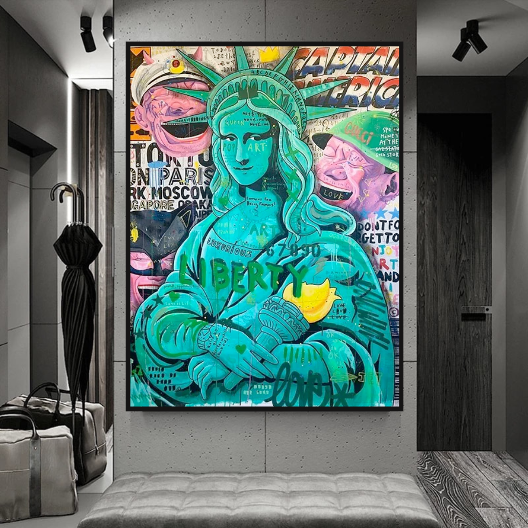 Graffiti Art Sculpture Statue Of Liberty Canvas Wall Art-ChandeliersDecor.com