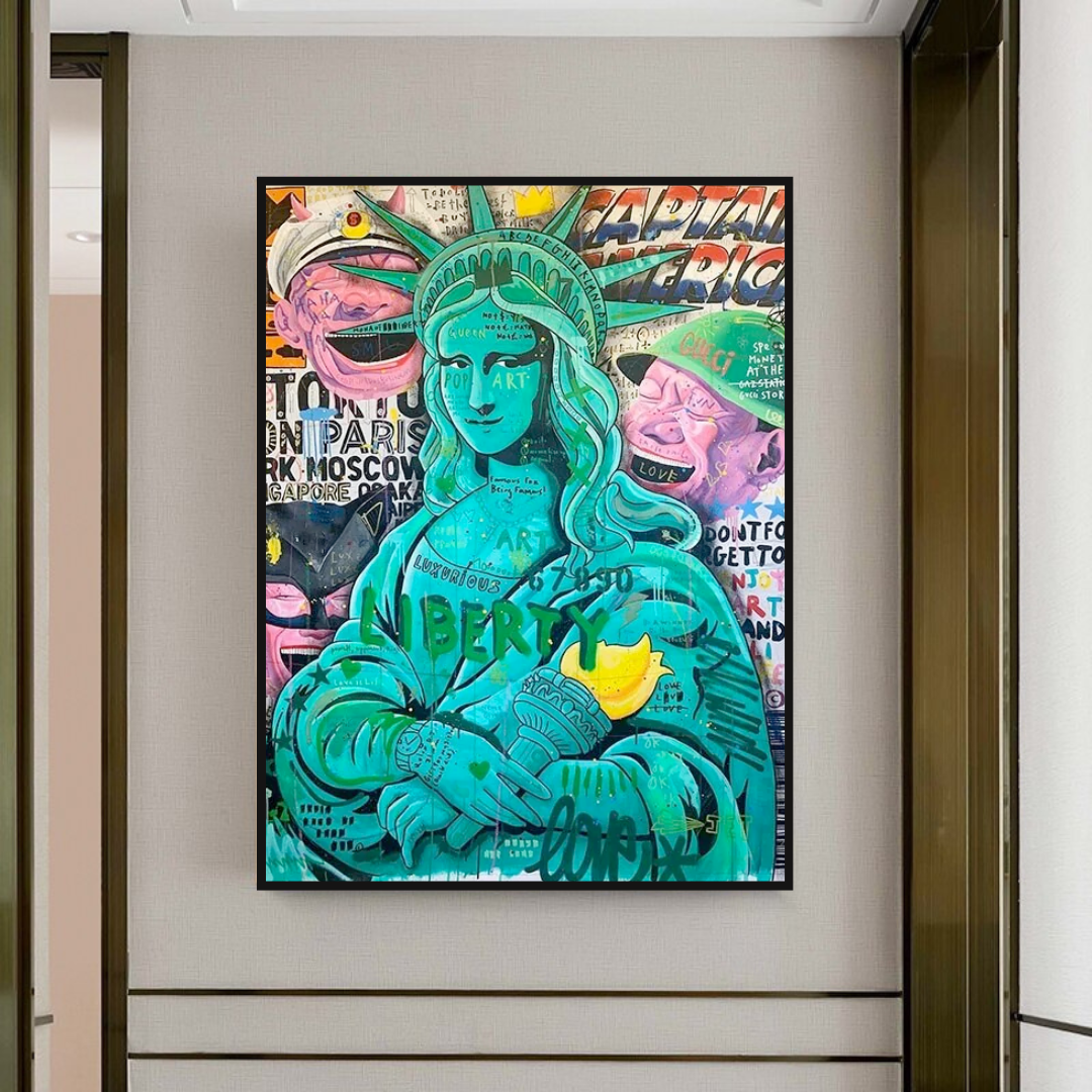 Graffiti Art Sculpture Statue Of Liberty Canvas Wall Art-ChandeliersDecor.com