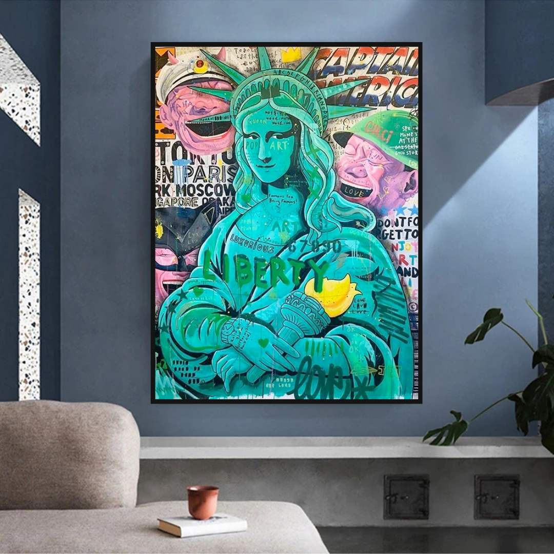 Graffiti Art Sculpture Statue Of Liberty Canvas Wall Art-ChandeliersDecor.com