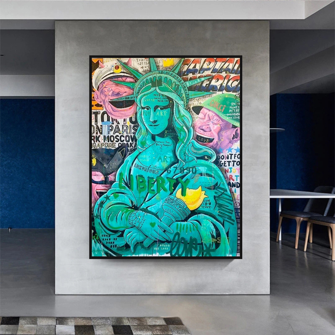 Graffiti Art Sculpture Statue Of Liberty Canvas Wall Art-ChandeliersDecor.com