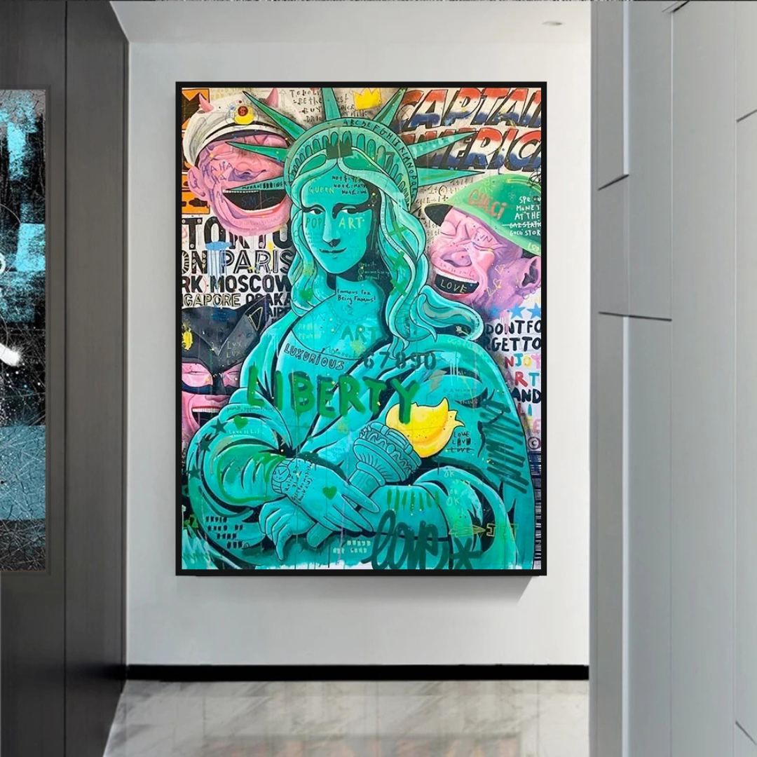 Graffiti Art Sculpture Statue Of Liberty Canvas Wall Art-ChandeliersDecor.com