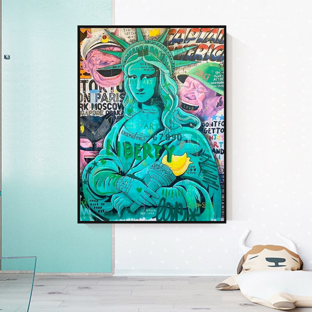 Graffiti Art Sculpture Statue Of Liberty Canvas Wall Art-ChandeliersDecor.com