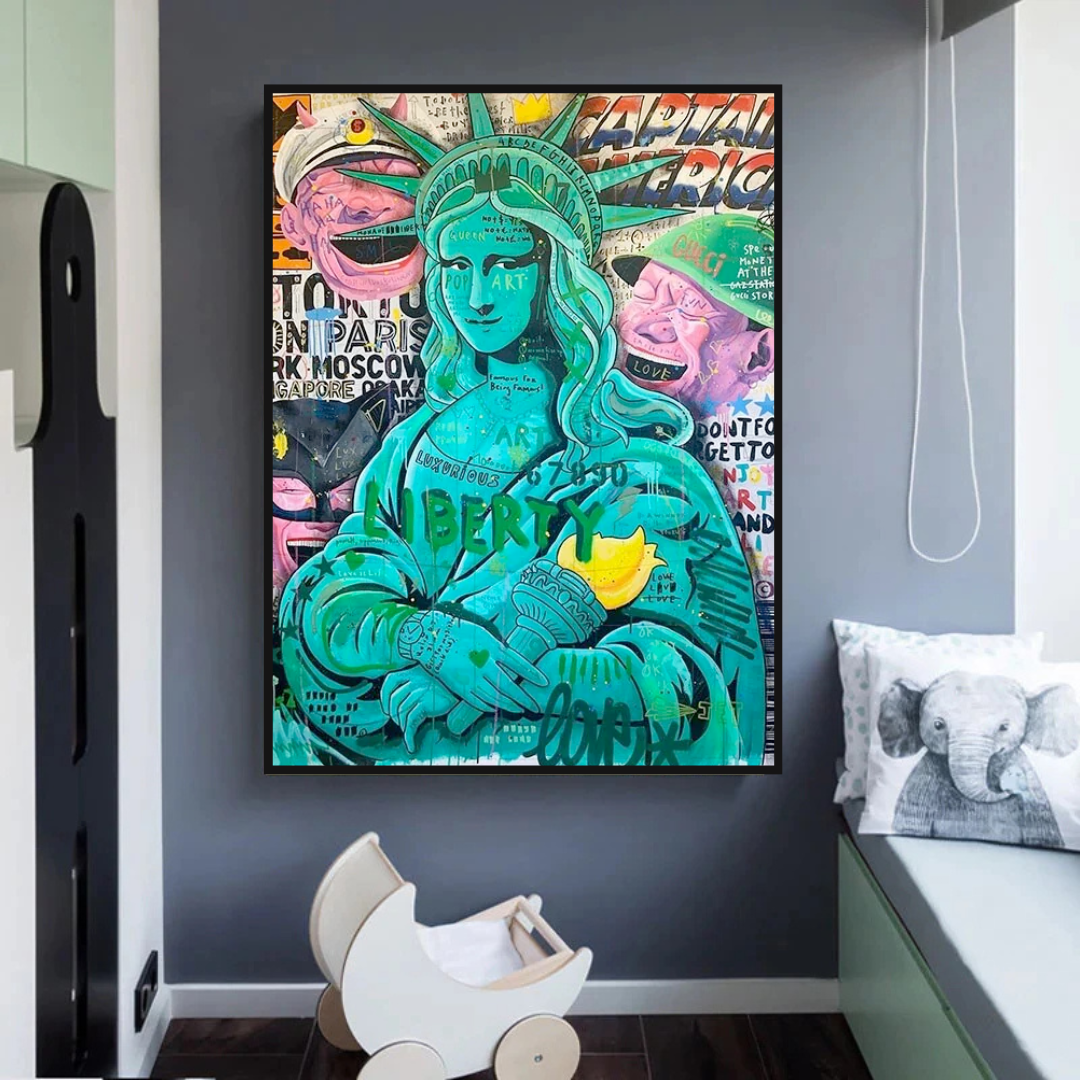 Graffiti Art Sculpture Statue Of Liberty Canvas Wall Art-ChandeliersDecor.com