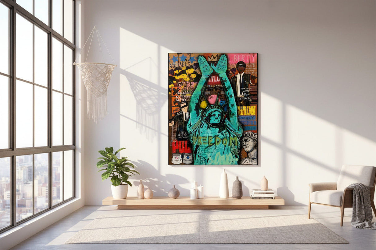 Graffiti Art Sculpture Statue Of Liberty Canvas Wall Art-ChandeliersDecor.com