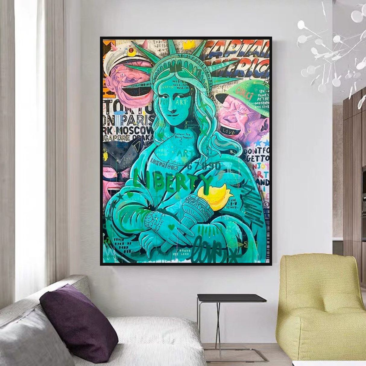 Graffiti Art Sculpture Statue Of Liberty Canvas Wall Art-ChandeliersDecor.com