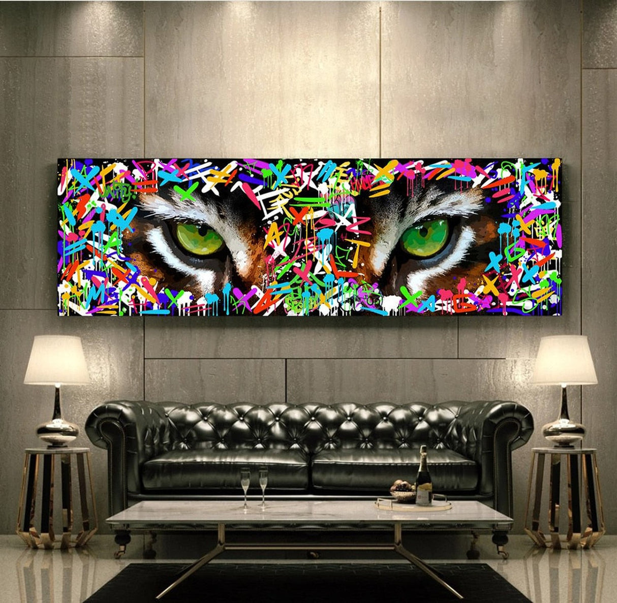 ChandeliersDecor.com-Wall Posters-Graffiti Art Tiger's eye Canvas Wall Art