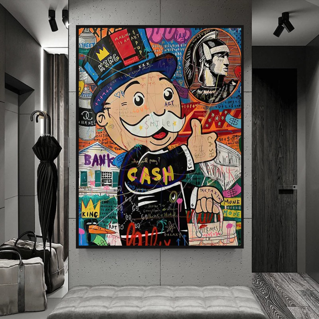 Graffiti Artwork Monopoly Rich Man Canvas Wall Art-ChandeliersDecor.com