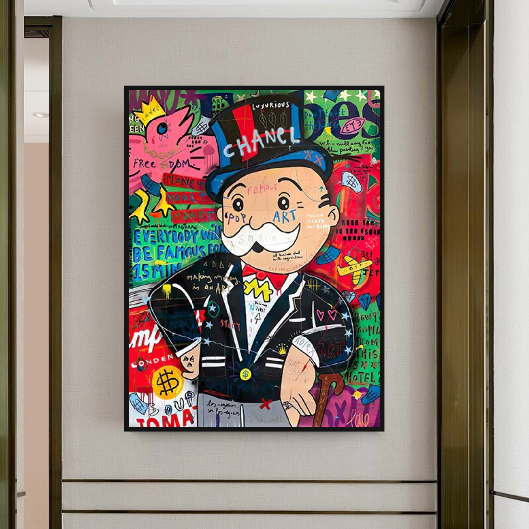 ChandeliersDecor.com-Monopoly Wall Poster-Graffiti Artwork Monopoly Rich Man Canvas Wall Art