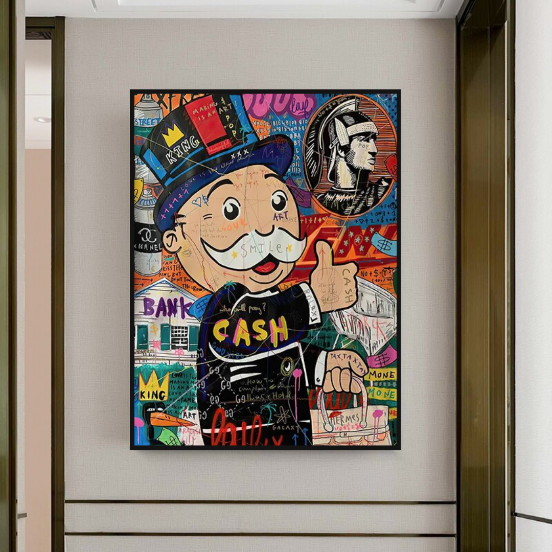 Graffiti Artwork Monopoly Rich Man Canvas Wall Art-ChandeliersDecor.com