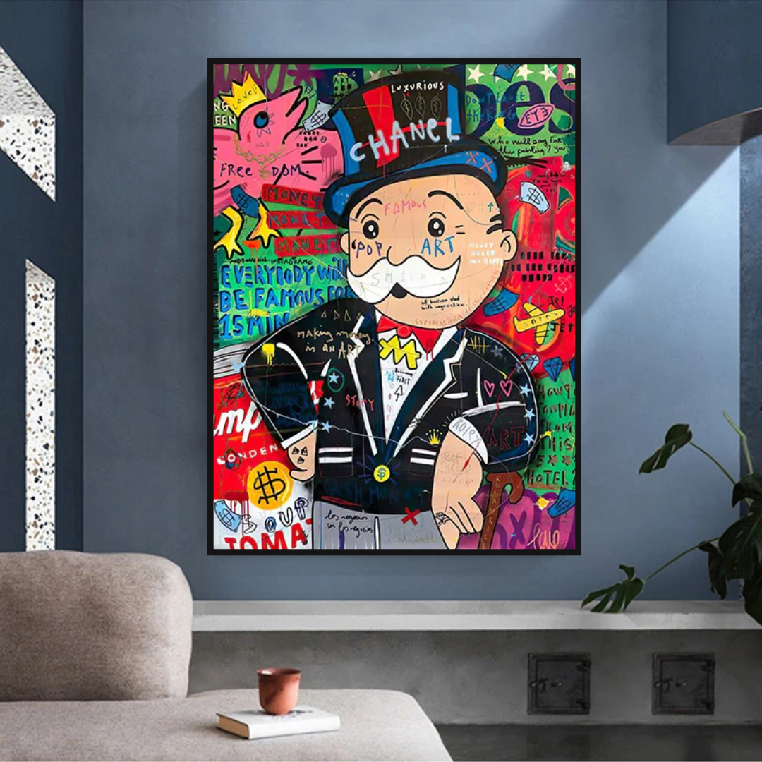 ChandeliersDecor.com-Monopoly Wall Poster-Graffiti Artwork Monopoly Rich Man Canvas Wall Art