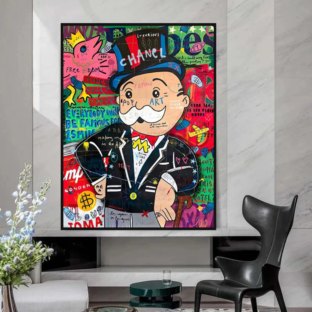 Graffiti Artwork Monopoly Rich Man Canvas Wall Art-ChandeliersDecor.com