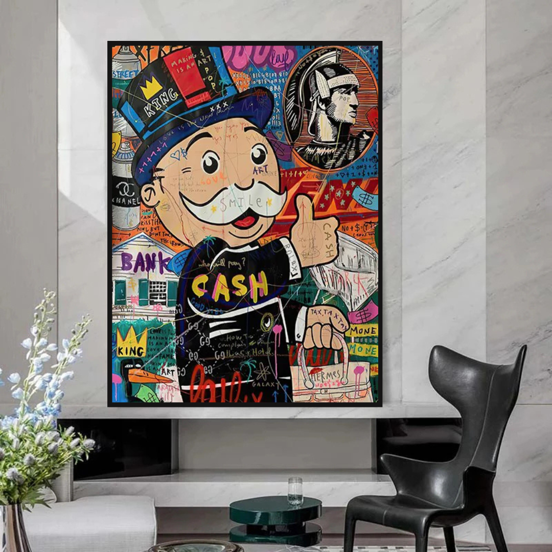 Graffiti Artwork Monopoly Rich Man Canvas Wall Art-ChandeliersDecor.com