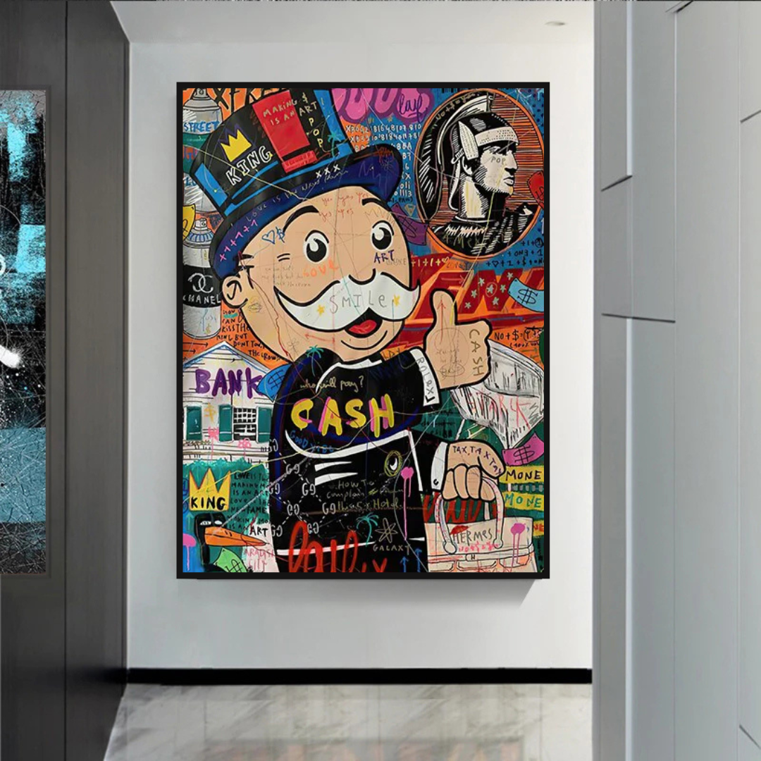 Graffiti Artwork Monopoly Rich Man Canvas Wall Art-ChandeliersDecor.com