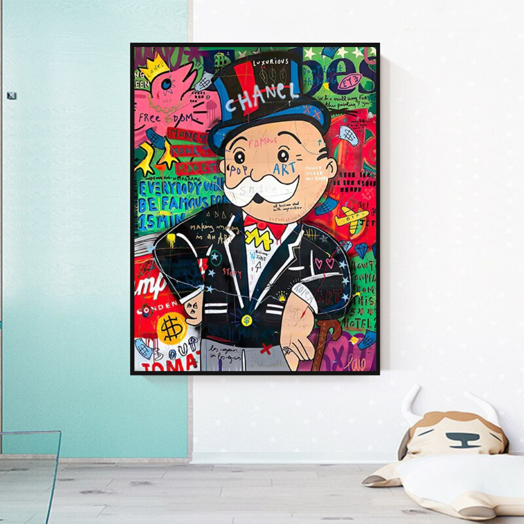 ChandeliersDecor.com-Monopoly Wall Poster-Graffiti Artwork Monopoly Rich Man Canvas Wall Art