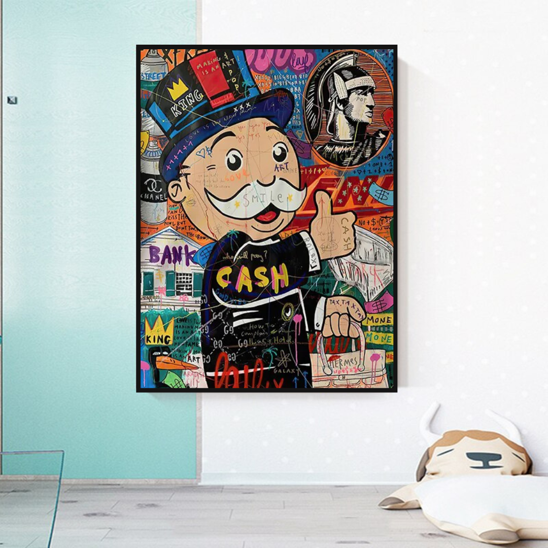 Graffiti Artwork Monopoly Rich Man Canvas Wall Art-ChandeliersDecor.com