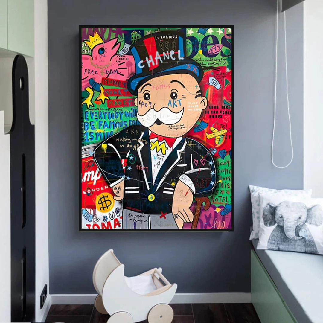 Graffiti Artwork Monopoly Rich Man Canvas Wall Art-ChandeliersDecor.com