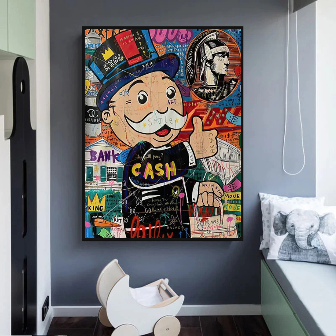 Graffiti Artwork Monopoly Rich Man Canvas Wall Art-ChandeliersDecor.com
