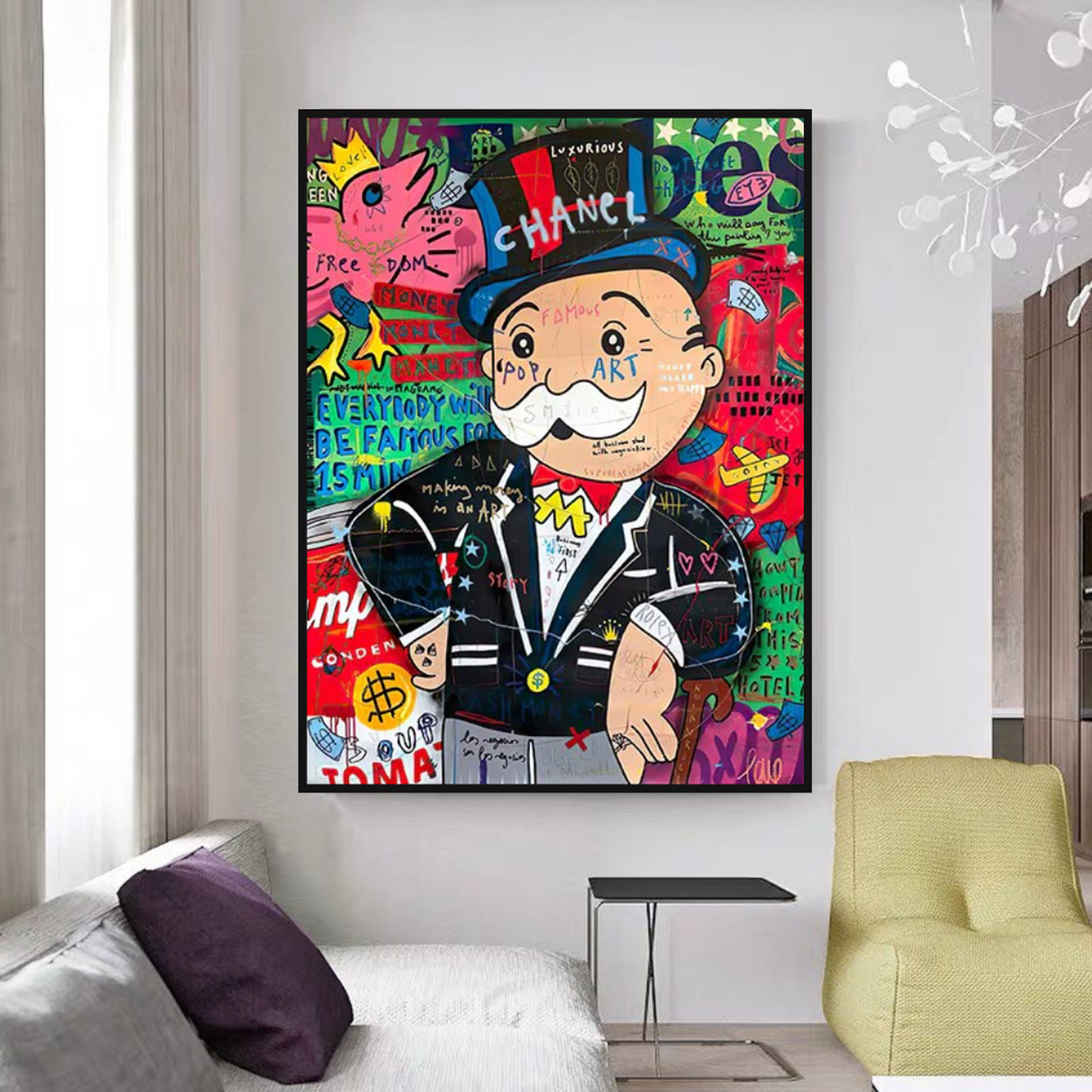 ChandeliersDecor.com-Monopoly Wall Poster-Graffiti Artwork Monopoly Rich Man Canvas Wall Art