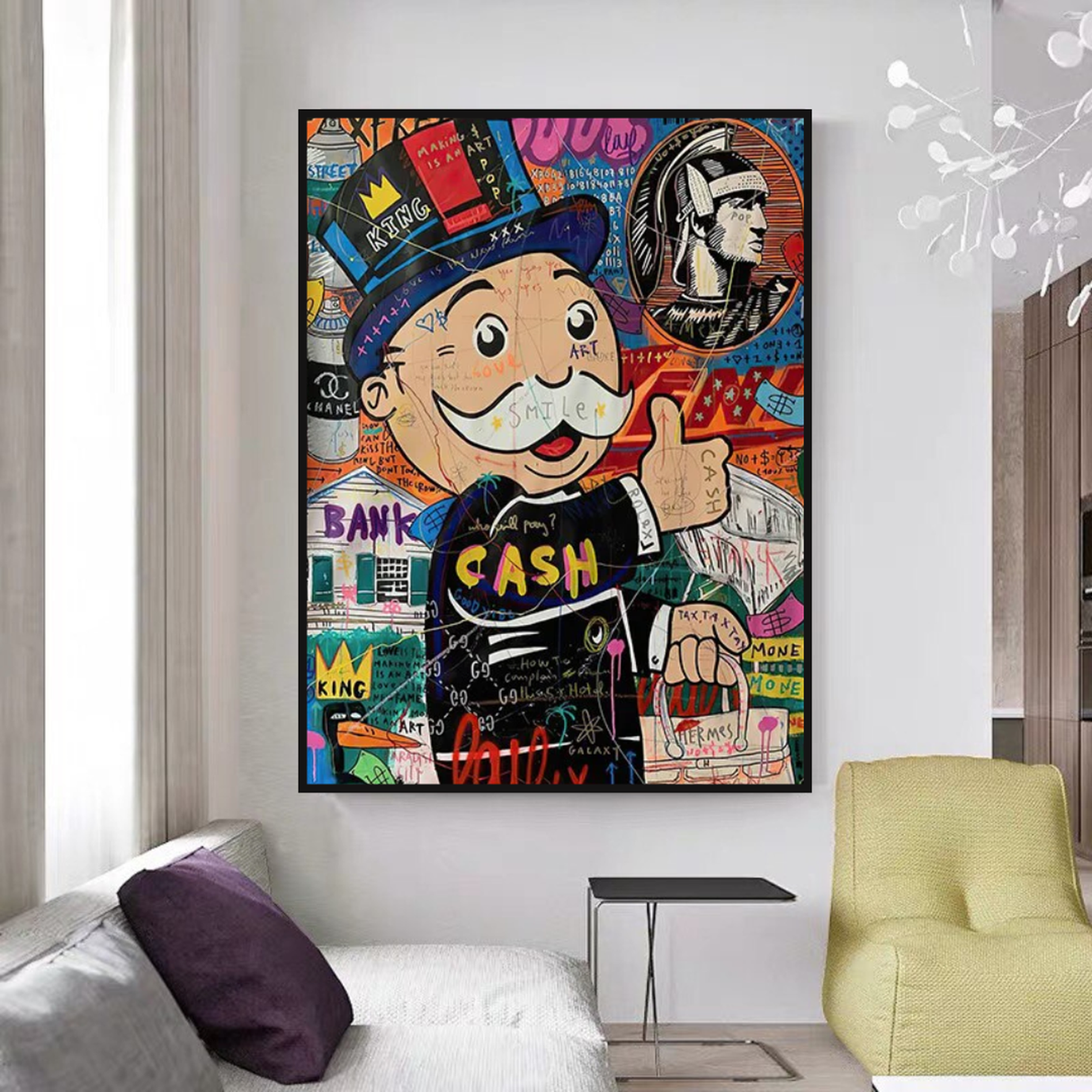 Graffiti Artwork Monopoly Rich Man Canvas Wall Art-ChandeliersDecor.com