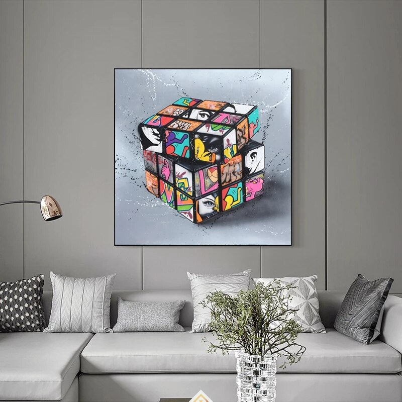 ChandeliersDecor.com-Wall Posters-Graffiti Artwork of Magic Blocks Canvas Wall Art