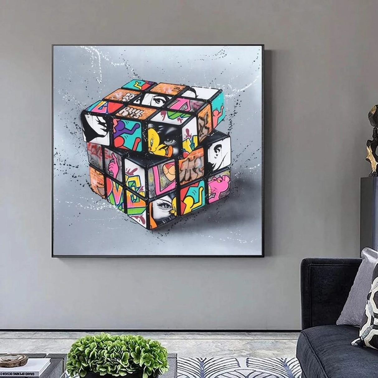 Graffiti Artwork of Magic Blocks Canvas Wall Art-ChandeliersDecor.com
