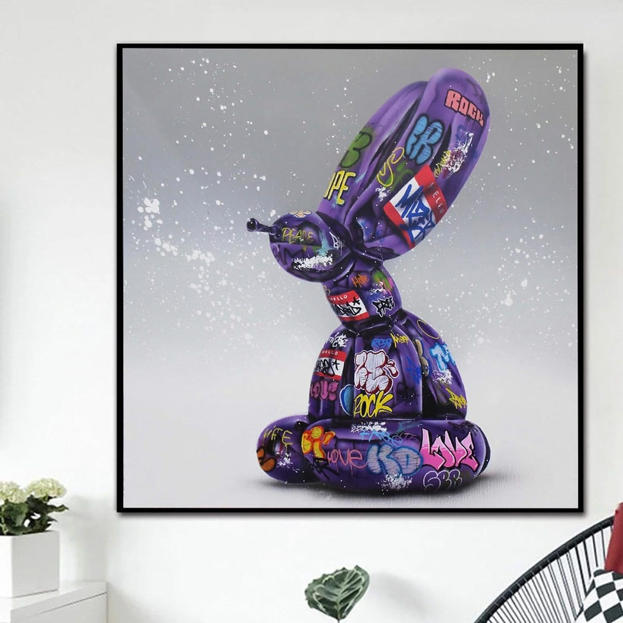 Graffiti Balloon Dog Canvas Art - Balloon Dog Poster-ChandeliersDecor.com