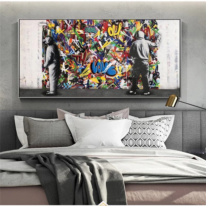 ChandeliersDecor.com-Banksy Wall Poster-Graffiti Banksy Paintings on The Wall Canvas Wall Art