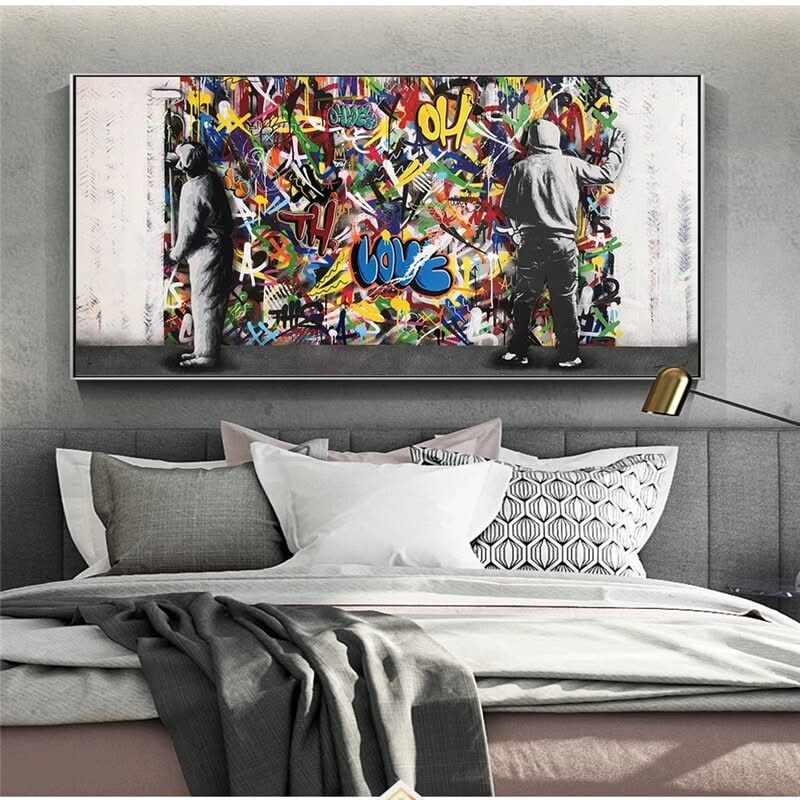 Graffiti Banksy Paintings on The Wall Canvas Wall Art-ChandeliersDecor.com