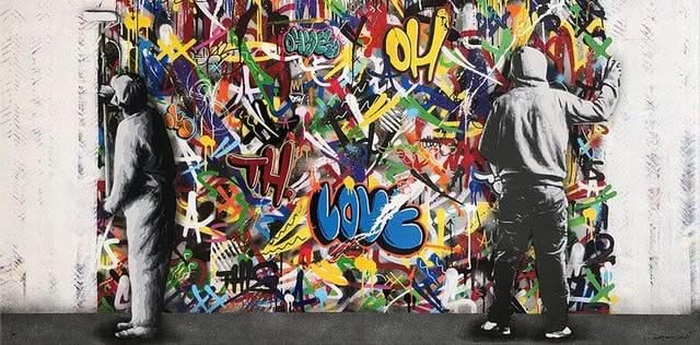 Graffiti Banksy Paintings on The Wall Canvas Wall Art-ChandeliersDecor.com