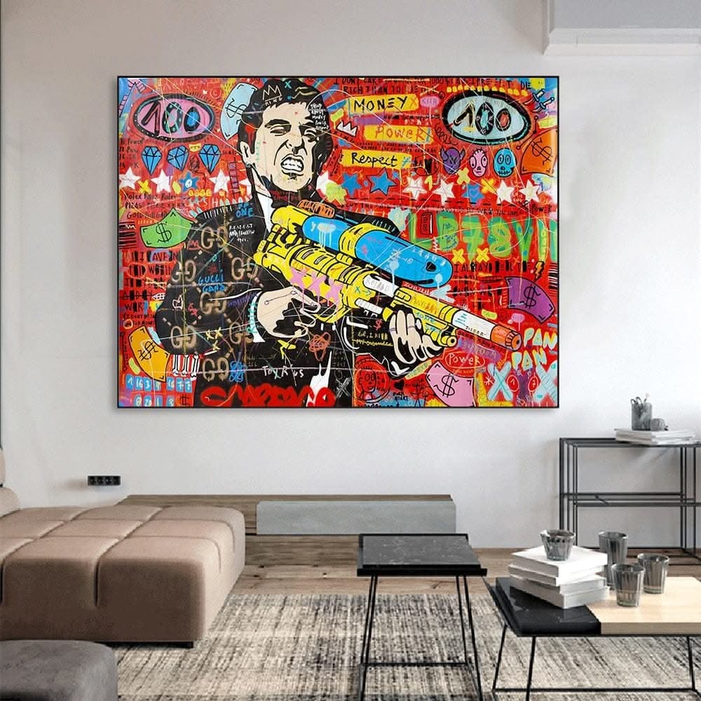Graffiti Canvas Wall Poster - Godfather Scarface Pablo Design-ChandeliersDecor.com