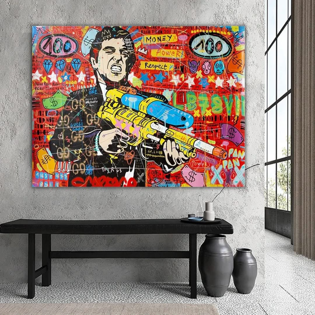 Graffiti Canvas Wall Poster - Godfather Scarface Pablo Design-ChandeliersDecor.com