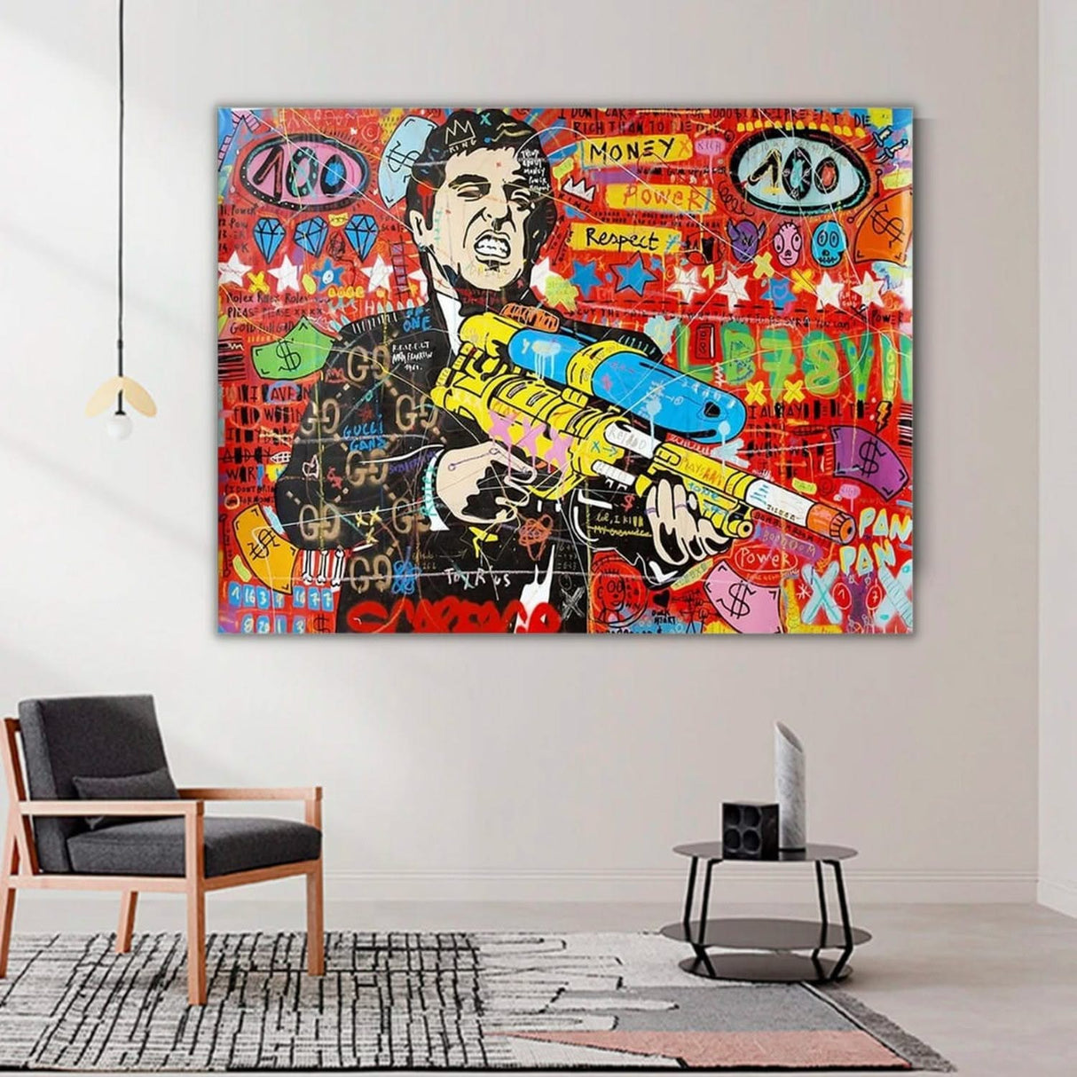 Graffiti Canvas Wall Poster - Godfather Scarface Pablo Design-ChandeliersDecor.com