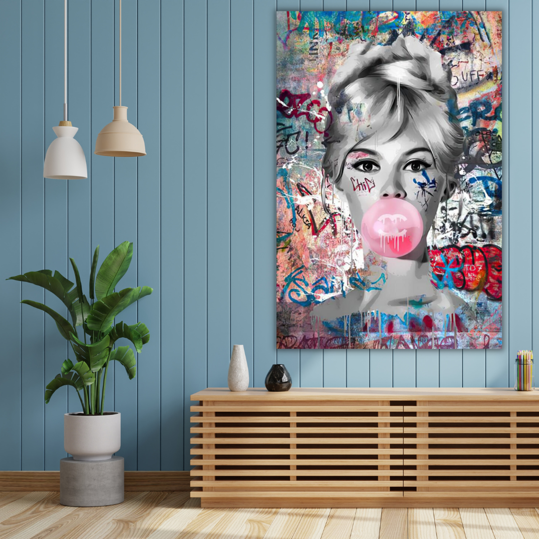 ChandeliersDecor.com-Wall Posters-Graffiti Chewing Gum Sexy Lady Canvas Wall Art