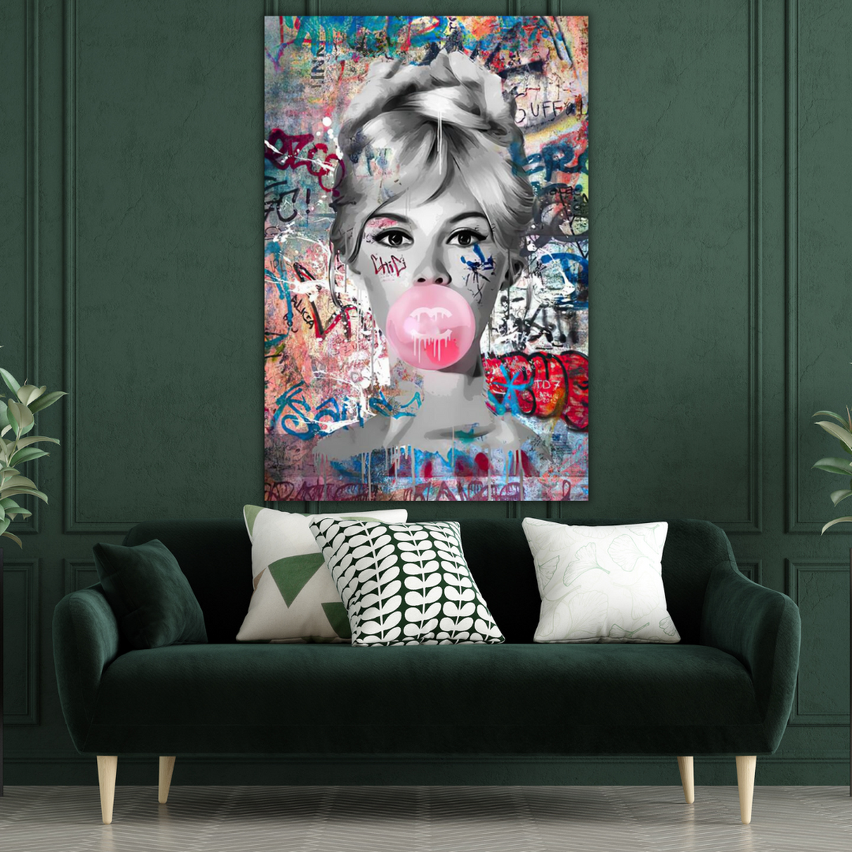 ChandeliersDecor.com-Wall Posters-Graffiti Chewing Gum Sexy Lady Canvas Wall Art