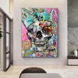 ChandeliersDecor.com-Wall Posters-Graffiti Colourful Skulls with Crown Canvas Wall Art