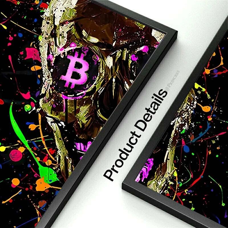 Graffiti Colourful Skulls with Crown Canvas Wall Art-ChandeliersDecor.com