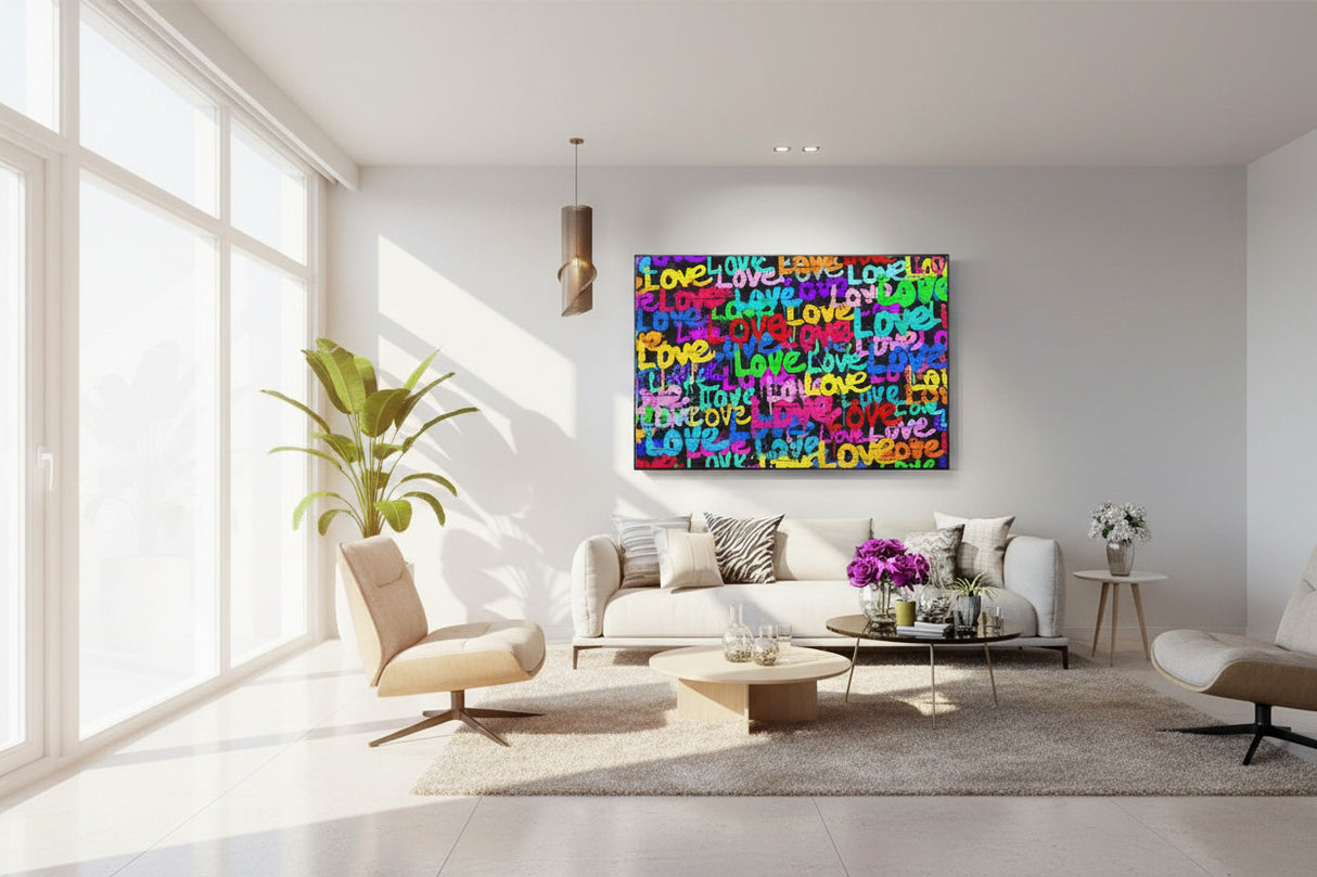 Graffiti Love and Heart Canvas Wall Art-ChandeliersDecor.com