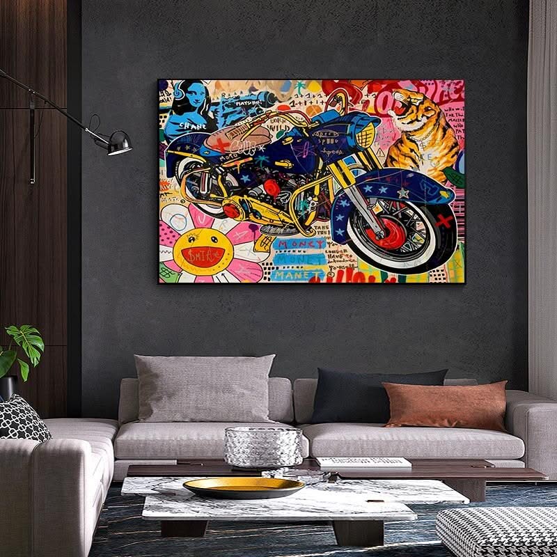 Graffiti Moto Canvas Wall Art-ChandeliersDecor.com