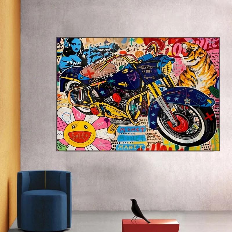 Graffiti Moto Canvas Wall Art-ChandeliersDecor.com