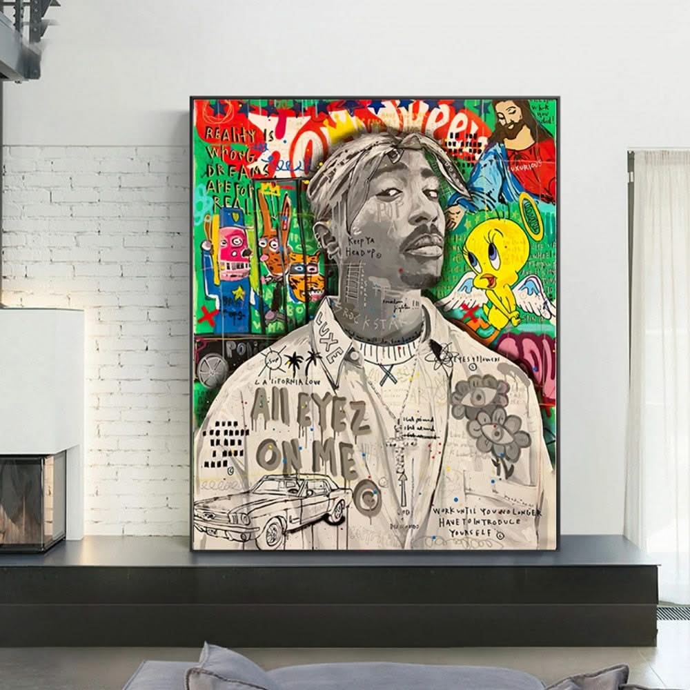 Graffiti Pop Art Singer Hip Hop Canvas Wall Art-ChandeliersDecor.com