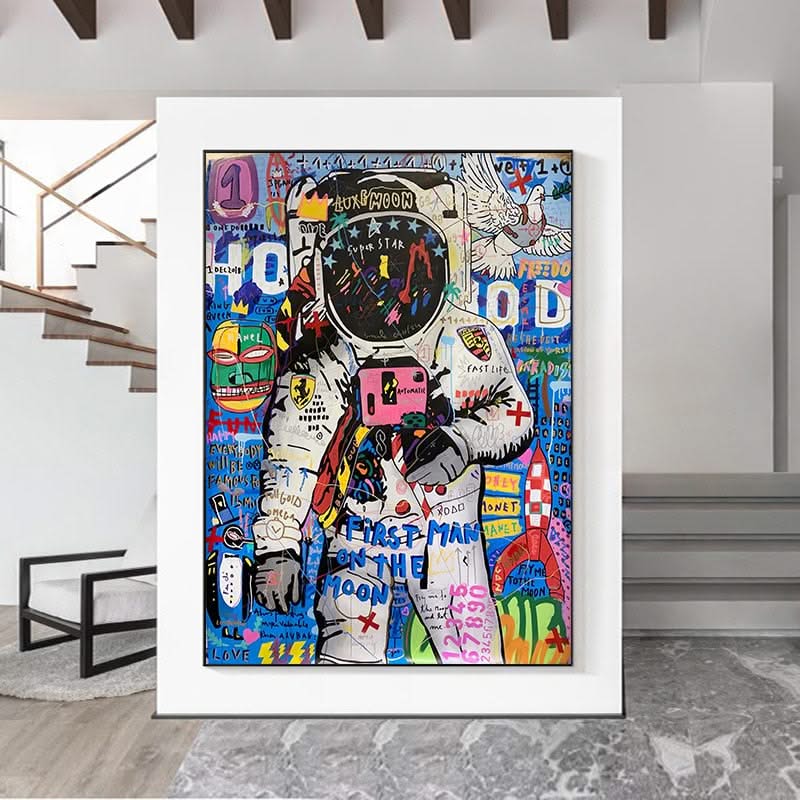 Graffiti Street Art Astronaut Canvas Wall Art-ChandeliersDecor.com