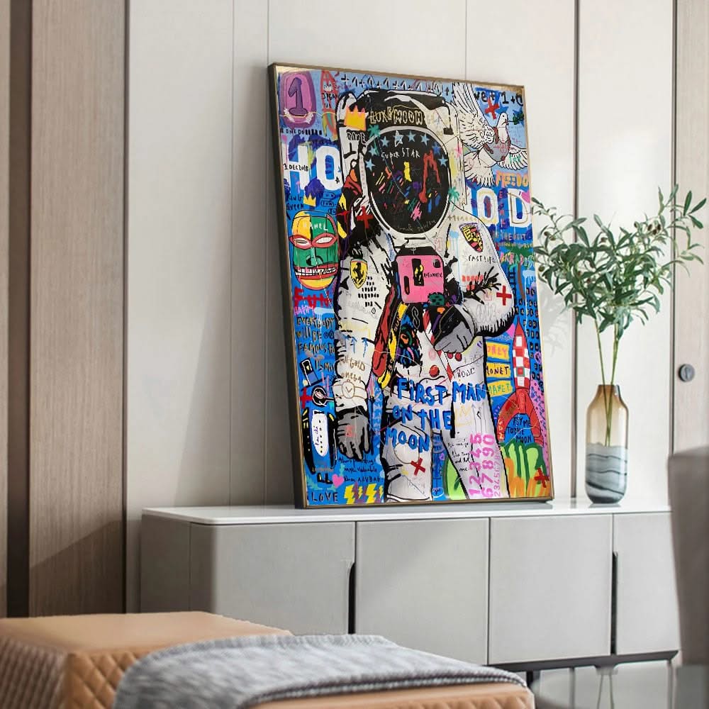 Graffiti Street Art Astronaut Canvas Wall Art-ChandeliersDecor.com